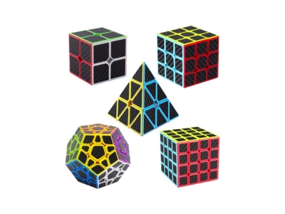 Roxenda Speed Cube Set - 5-Pack Carbon Fiber Puzzle Cube Collection